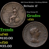 1807 Great Britain 1 Farthing KM-661 Grades vf++