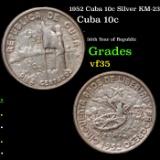 1952 Cuba 10c Silver KM-23 Grades vf++