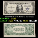 1935F $1 Blue Seal Silver Certificate Grades Gem CU