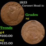 1823 Coronet Head Large Cent 1c Grades ag