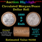 ***Auction Highlight*** Shotgun 1889 & 'P' Ends Mixed Morgan/Peace Silver dollar roll, 20 coin Carso