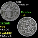 1869 Shield Nickel 5c Grades vg, very good