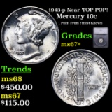 ***Auction Highlight*** 1943-p Mercury Dime Near TOP POP! 10c Grades GEM++ FSB BY SEGS (fc)