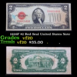 1928F $2 Red Seal United States Note Grades vf, very fine