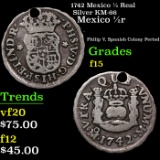 1742 Mexico 1/2 Real Silver KM-66 Grades f+