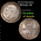 1920 Great Britain 3 Pence Threepence Silver KM-813 Grades xf details
