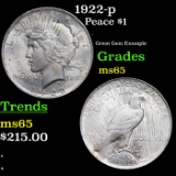 1922-p Peace Dollar $1 Grades GEM Unc