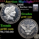 Proof ***Auction Highlight*** 1906 Barber Half Dollars 50c Graded pr66 cam BY SEGS (fc)