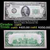 1934 $100 Green Seal Federal Reserve Note (Richmond VA) Grades Select CU