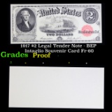 Proof 1917 $2 Legal Tender Note - BEP Intaglio Souvenir Card Fr-60 Grades Proof
