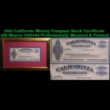 ***Auction Highlight*** 1882 California Mining Company Stock Certificate 100 Shares #105444 Professi