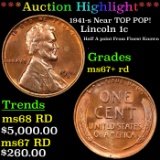 ***Auction Highlight*** 1941-s Near TOP POP! Lincoln Cent 1c Graded ms65+ rd BY SEGS.