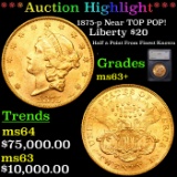 ***Auction Highlight*** 1875-p Gold Liberty Double Eagle Near TOP POP! $20 Graded ms63+ By SEGS (fc)