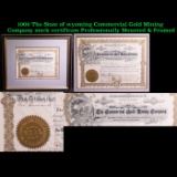 ***Auction Highlight*** 1909 The State of wyoming Commercial Gold Mining Company stock certificate P