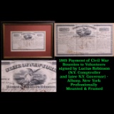 ***Auction Highlight*** 1865 Payment of Civil War Bounties to Volunteers signed by Lucius Robinson (