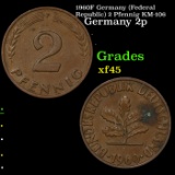 1960F Germany (Federal Republic) 2 Pfennig KM-106 Grades xf+