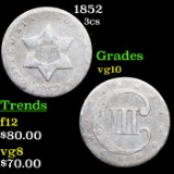 1852 Three Cent Silver 3cs Grades vg+