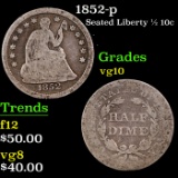 1852-p Seated Liberty Half Dime 1/2 10c Grades vg+