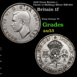 1938 Great Britain 1 Florin (2 Shilling) Silver KM-855 Grades Select AU