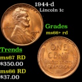 1944-d Lincoln Cent 1c Grades GEM++ RD