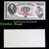 Proof 1874 $50 Legal Tender Note, Obverse BEP Intaglio Souvenir Card B-144, HSNA '90 Grades Proof