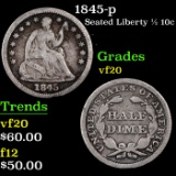 1845-p Seated Liberty Half Dime 1/2 10c Grades vf, very fine