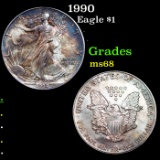 1990 Silver Eagle Dollar $1 Grades GEM+++ Unc