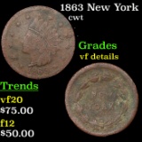 1863 New York Civil War Token 1c Grades vf details