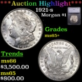 ***Auction Highlight*** 1921-s Morgan Dollar $1 Graded ms65+ BY SEGS (fc)