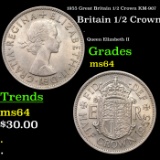 1955 Great Britain 1/2 Crown KM-907 Grades Choice Unc