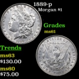 1889-p Morgan Dollar $1 Grades BU+