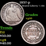 1857-p Seated Liberty Half Dime 1/2 10c Grades vg+