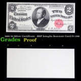Proof 1891 $2 Silver Certificate - BEP Intaglio Souvenir Card Fr-246 Grades Proof