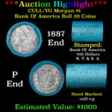 ***Auction Highlight*** 1887 & P Morgan Cull-VG Bank Of America Solid Morgan Silver Dollar Shotgun R
