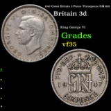 1947 Great Britain 3 Pence Threepence KM-862 Grades vf++