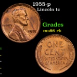 1955-p Lincoln Cent 1c Grades GEM+ Unc RB