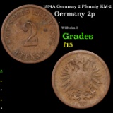 1874A Germany 2 Pfennig KM-2 Grades f+