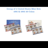 Group of 2 United States Mint Set in Original Government Packaging! From 1991-1992 with 20 Coins Ins