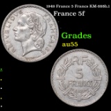 1949 France 5 Francs KM-888b.1 Grades Choice AU