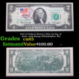 1976 $2 Federal Reserve Note 1st Day of Issue, with Stamp (Philadelphia, PA) Grades Gem CU