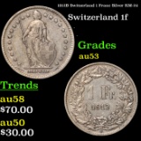 1912B Switzerland 1 Franc Silver KM-24 Grades Select AU
