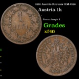 1881 Austria Kreuzer KM-2186 Grades xf