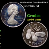 Proof 1966 Gambia 6 Pence Proof KM-3 Grades GEM+ Proof Cameo
