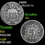 1869 Shield Nickel 5c Grades f, fine
