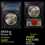 PCGS 1923-p Peace Dollar $1 Graded ms65 By PCGS