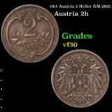 1911 Austria 2 Heller KM-2801 Grades vf++