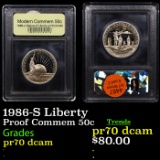 Proof 1986-S Liberty Modern Commem Half Dollar 50c Graded GEM++ Proof Deep Cameo By USCG