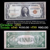 1935A $1 Silver Certificate Hawaii, WWII Emergency Currency Signatures of Julian & Morgenthau Fr-230