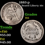 1883-p Seated Liberty Dime 10c Grades f+