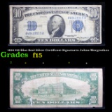 1934 $10 Blue Seal Silver Certificate Signatures Julian/Morgenthau Grades f+